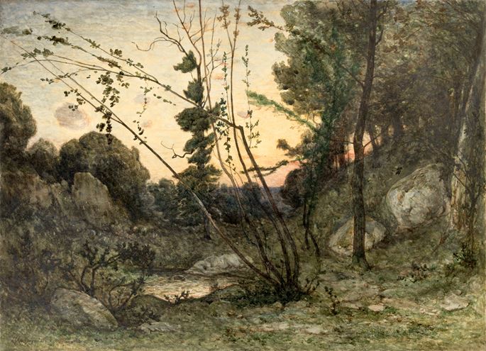 Henri Joseph HARPIGNIES - Wooded Landscape at Sunset | MasterArt